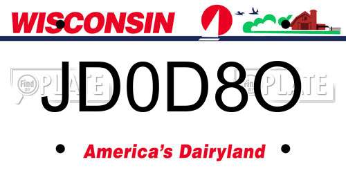 JD0D8O Wisconsin License Plate