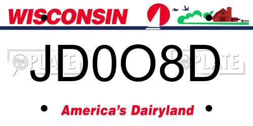 JD0O8D Wisconsin License Plate