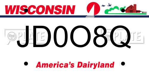 JD0O8Q Wisconsin License Plate