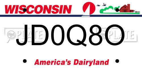 JD0Q8O Wisconsin License Plate