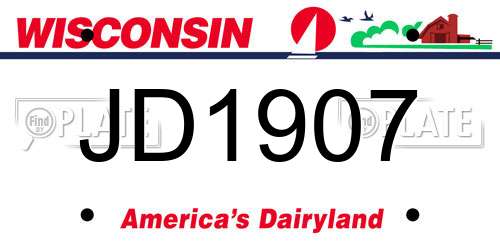 JD1907 Wisconsin License Plate