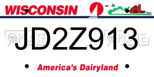 JD2Z913 Wisconsin License Plate
