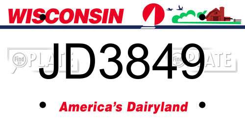 JD3849 Wisconsin License Plate