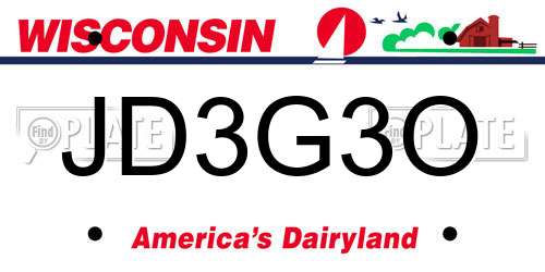 JD3G3O Wisconsin License Plate
