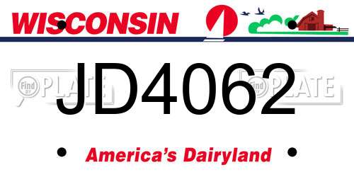 JD4062 Wisconsin License Plate