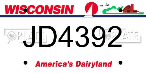 JD4392 Wisconsin License Plate