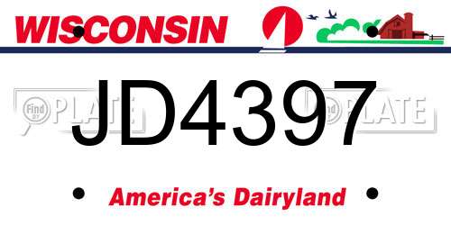 JD4397 Wisconsin License Plate