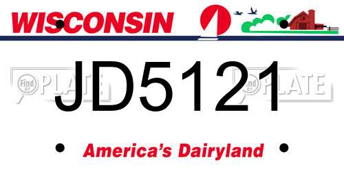 JD5121 Wisconsin License Plate