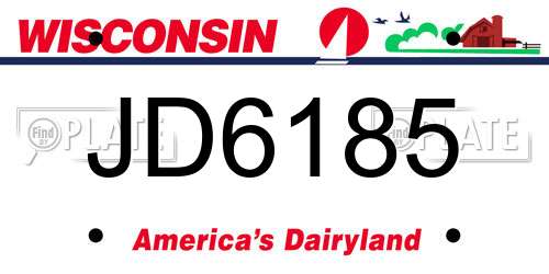 JD6185 Wisconsin License Plate