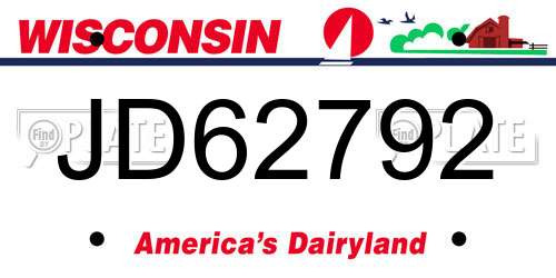 JD62792 Wisconsin License Plate