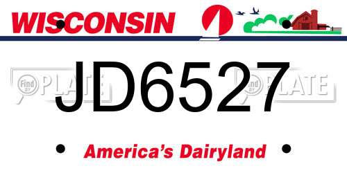 JD6527 Wisconsin License Plate