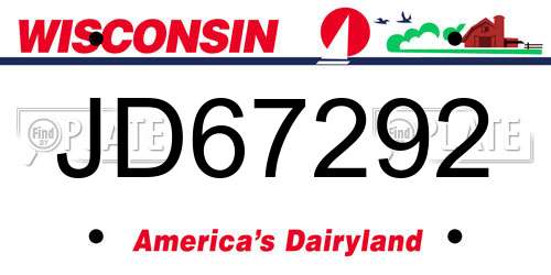 JD67292 Wisconsin License Plate