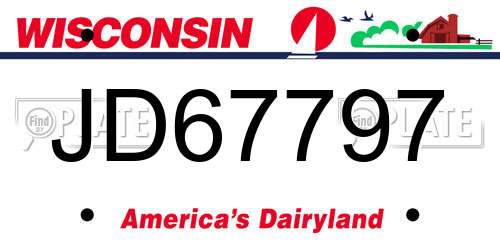 JD67797 Wisconsin License Plate
