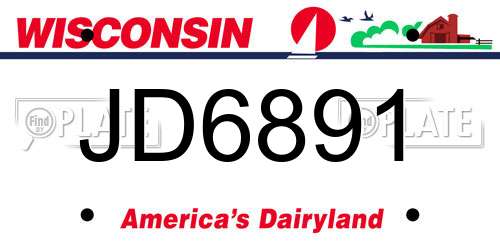 JD6891 Wisconsin License Plate