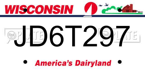 JD6T297 Wisconsin License Plate