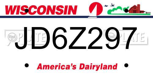 JD6Z297 Wisconsin License Plate