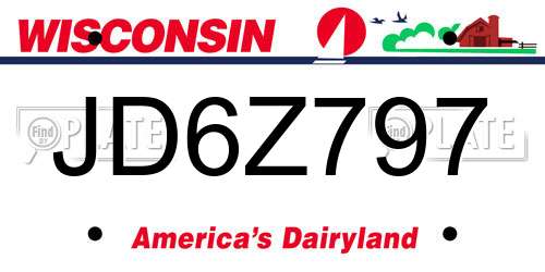 JD6Z797 Wisconsin License Plate