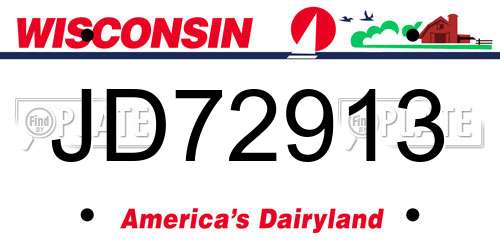 JD72913 Wisconsin License Plate