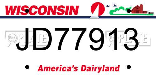 JD77913 Wisconsin License Plate