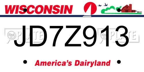 JD7Z913 Wisconsin License Plate
