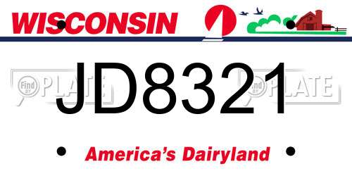 JD8321 Wisconsin License Plate