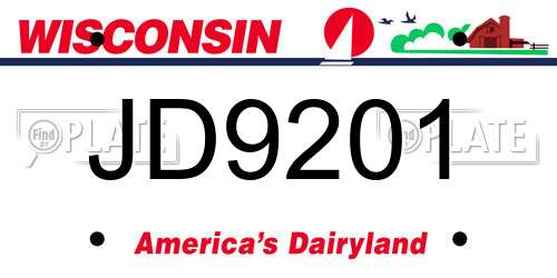 JD9201 Wisconsin License Plate