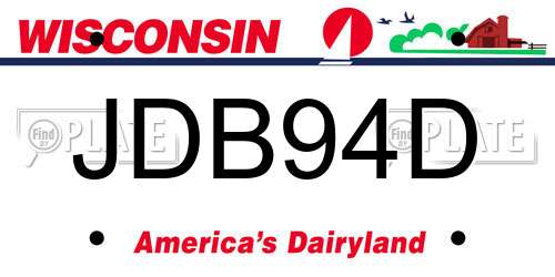 JDB94D Wisconsin License Plate