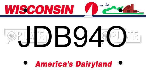 JDB94O Wisconsin License Plate