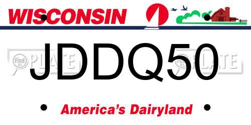 JDDQ50 Wisconsin License Plate