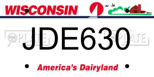 JDE630 Wisconsin License Plate