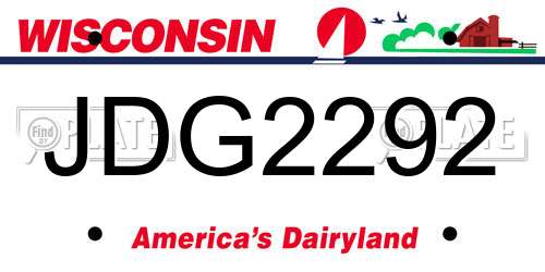 JDG2292 Wisconsin License Plate