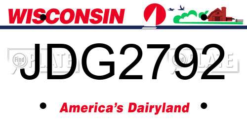 JDG2792 Wisconsin License Plate