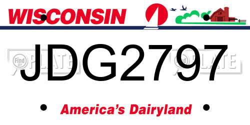 JDG2797 Wisconsin License Plate