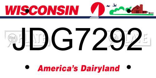 JDG7292 Wisconsin License Plate