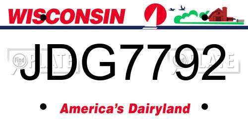 JDG7792 Wisconsin License Plate