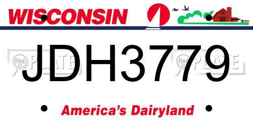 JDH3779 Wisconsin License Plate