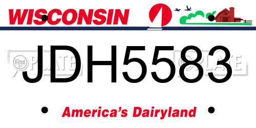 JDH5583 Wisconsin License Plate