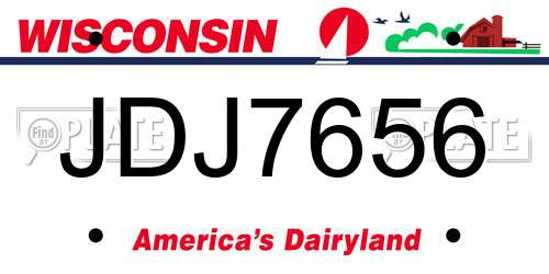 JDJ7656 Wisconsin License Plate