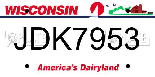 JDK7953 Wisconsin License Plate