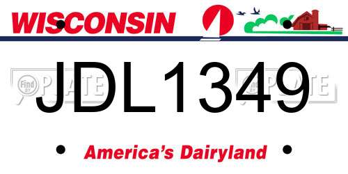 JDL1349 Wisconsin License Plate