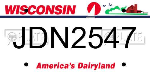 JDN2547 Wisconsin License Plate
