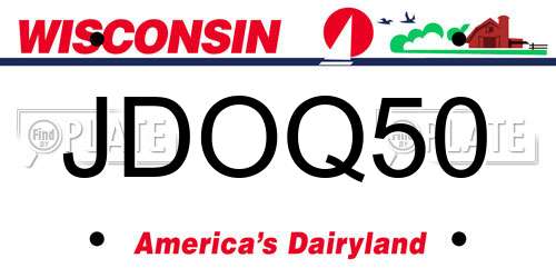 JDOQ50 Wisconsin License Plate