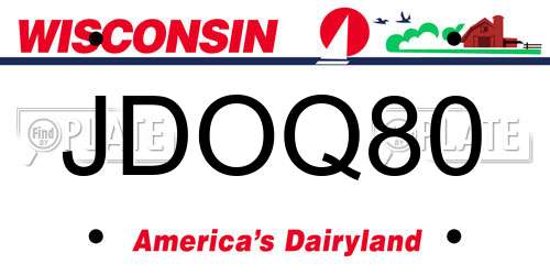 JDOQ80 Wisconsin License Plate