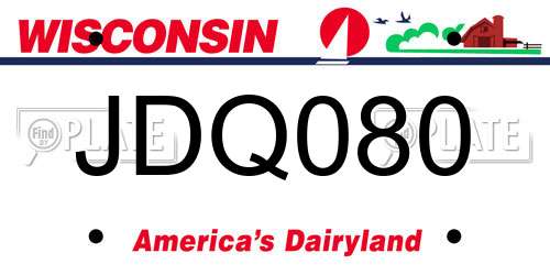 JDQ080 Wisconsin License Plate