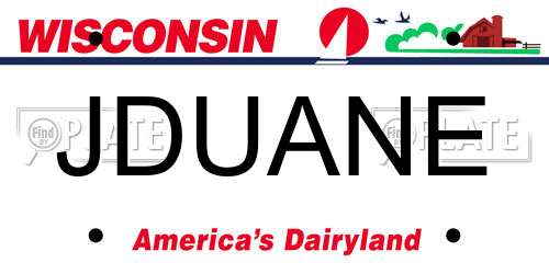 JDUANE Wisconsin License Plate
