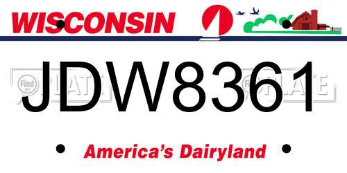JDW8361 Wisconsin License Plate