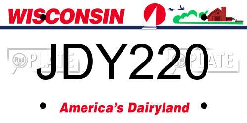 JDY220 Wisconsin License Plate