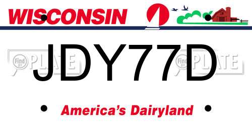 JDY77D Wisconsin License Plate