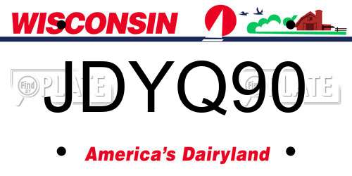 JDYQ90 Wisconsin License Plate