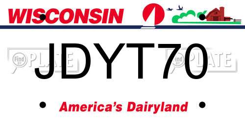 JDYT70 Wisconsin License Plate
